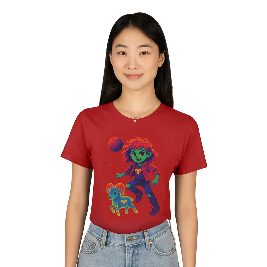 Aries Zodiac Girl Youth T-Shirt | Astrology Gift for Kids | Cute Zodiac Sign Tee