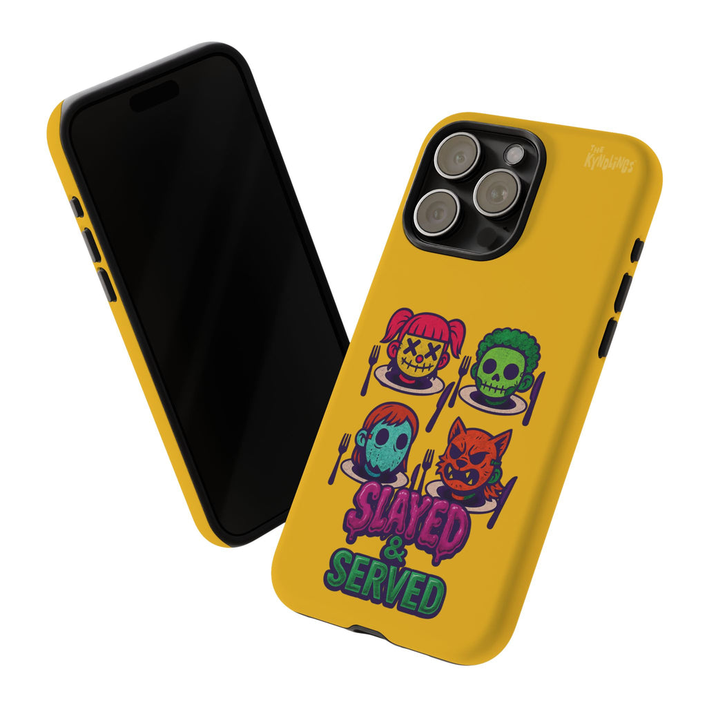 Slayed & Served Phone Case - Creepy Cute Masked Kids Neon Kawaii Horror Cover for iPhone and Samsung
