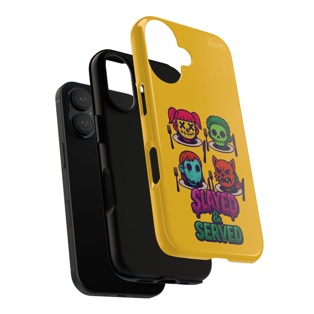 Slayed & Served Phone Case - Creepy Cute Masked Kids Neon Kawaii Horror Cover for iPhone and Samsung