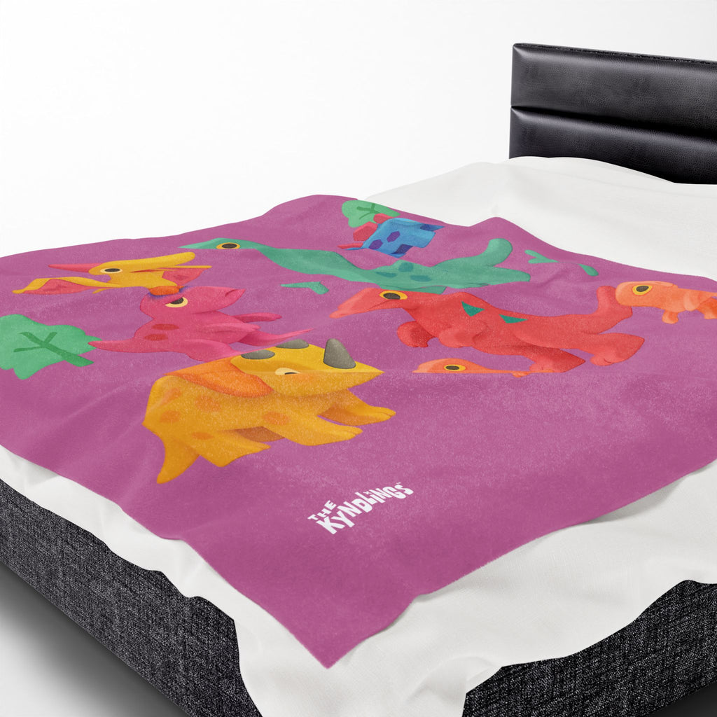 DYNOSAWR Velveteen Plush Blanket – 3 Sizes and Colors