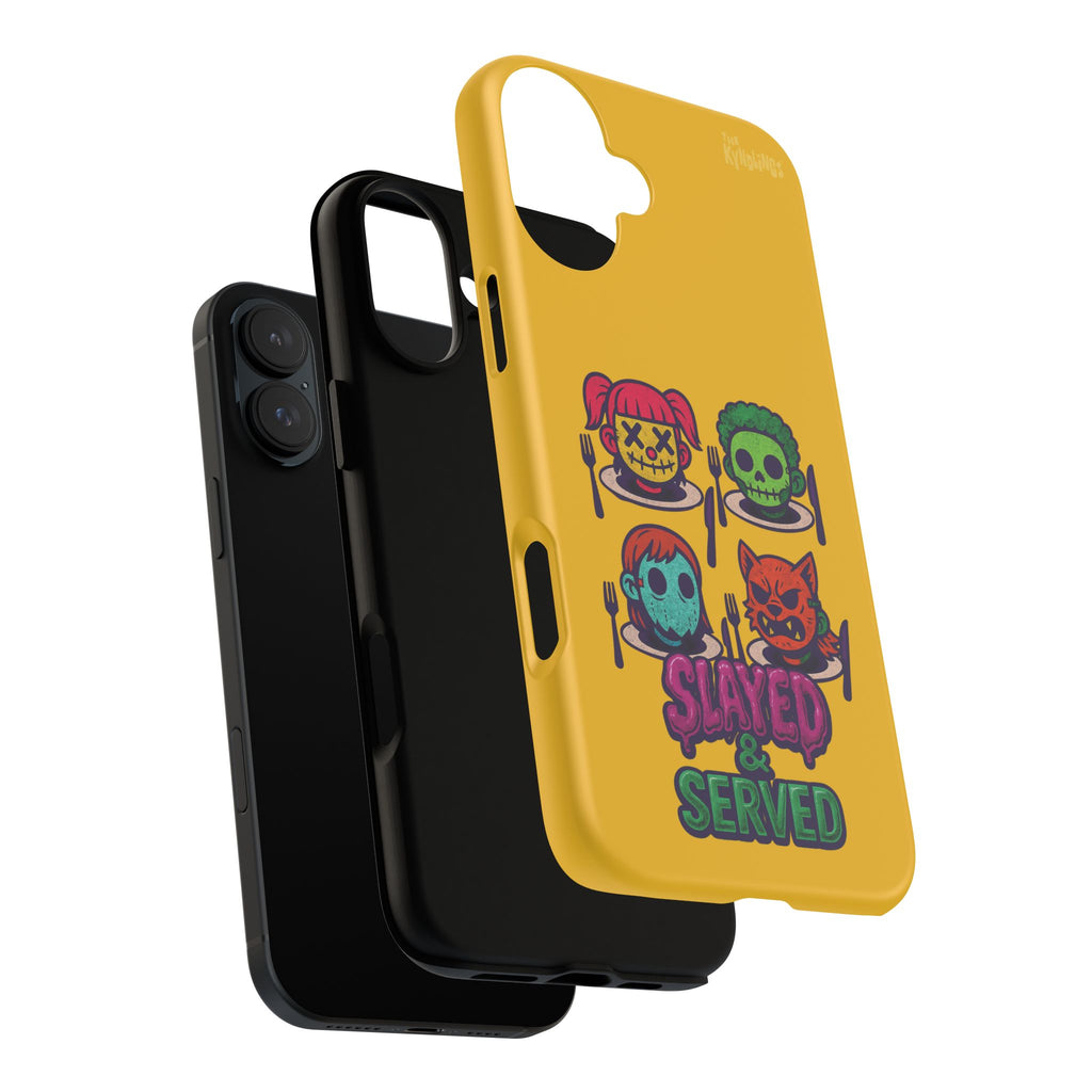 Slayed & Served Phone Case - Creepy Cute Masked Kids Neon Kawaii Horror Cover for iPhone and Samsung