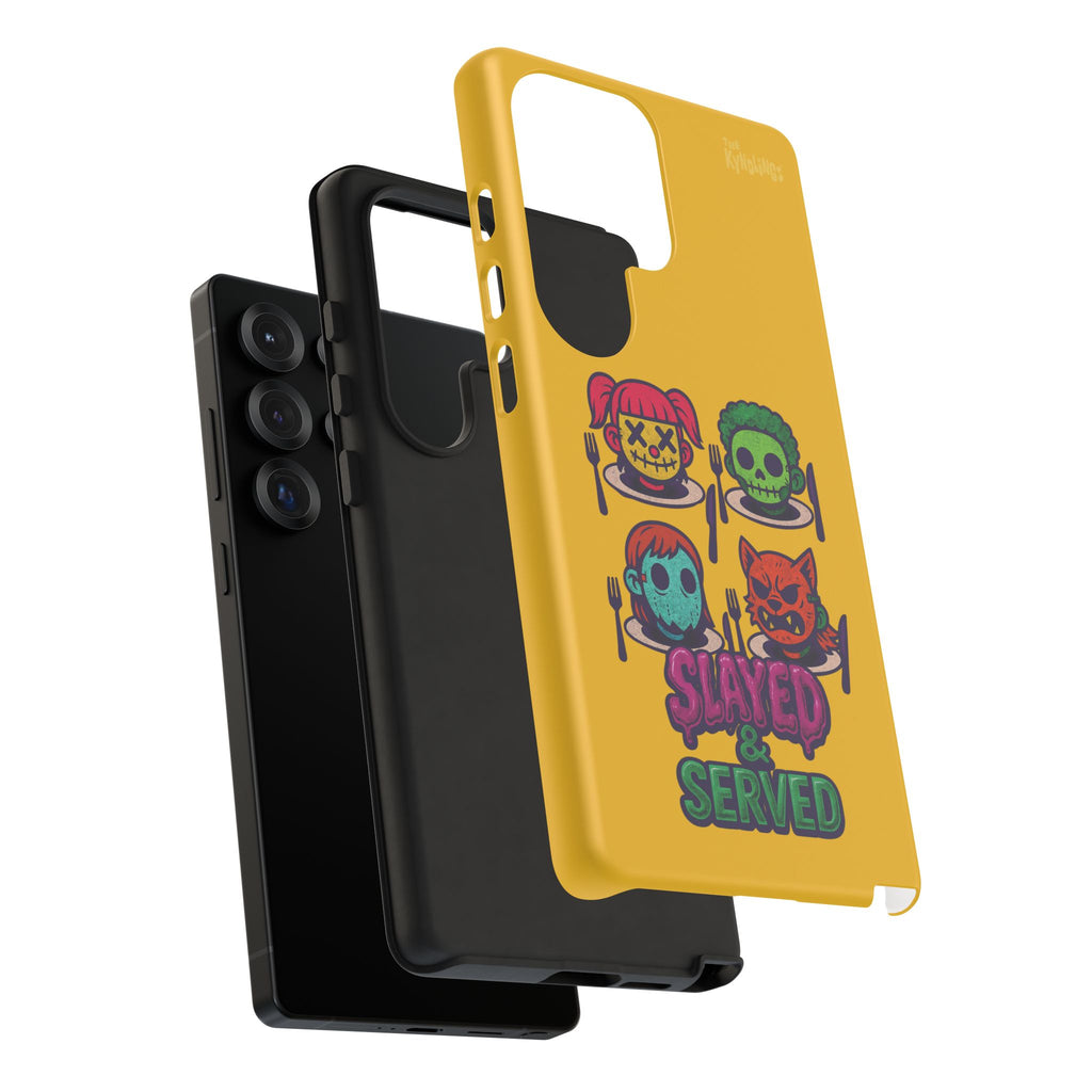 Slayed & Served Phone Case - Creepy Cute Masked Kids Neon Kawaii Horror Cover for iPhone and Samsung