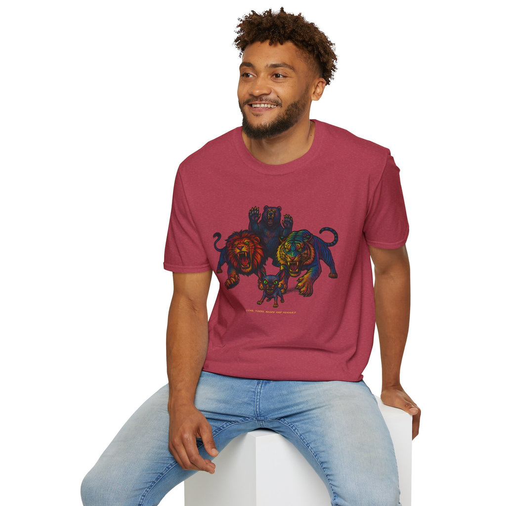 Lions Tigers Bears & HUAA!? T-Shirt : Vibrant Animal Graphic Tee | Unisex Wildlife Shirt | Gift for Art and Nature Lovers, Chihuahua Lover