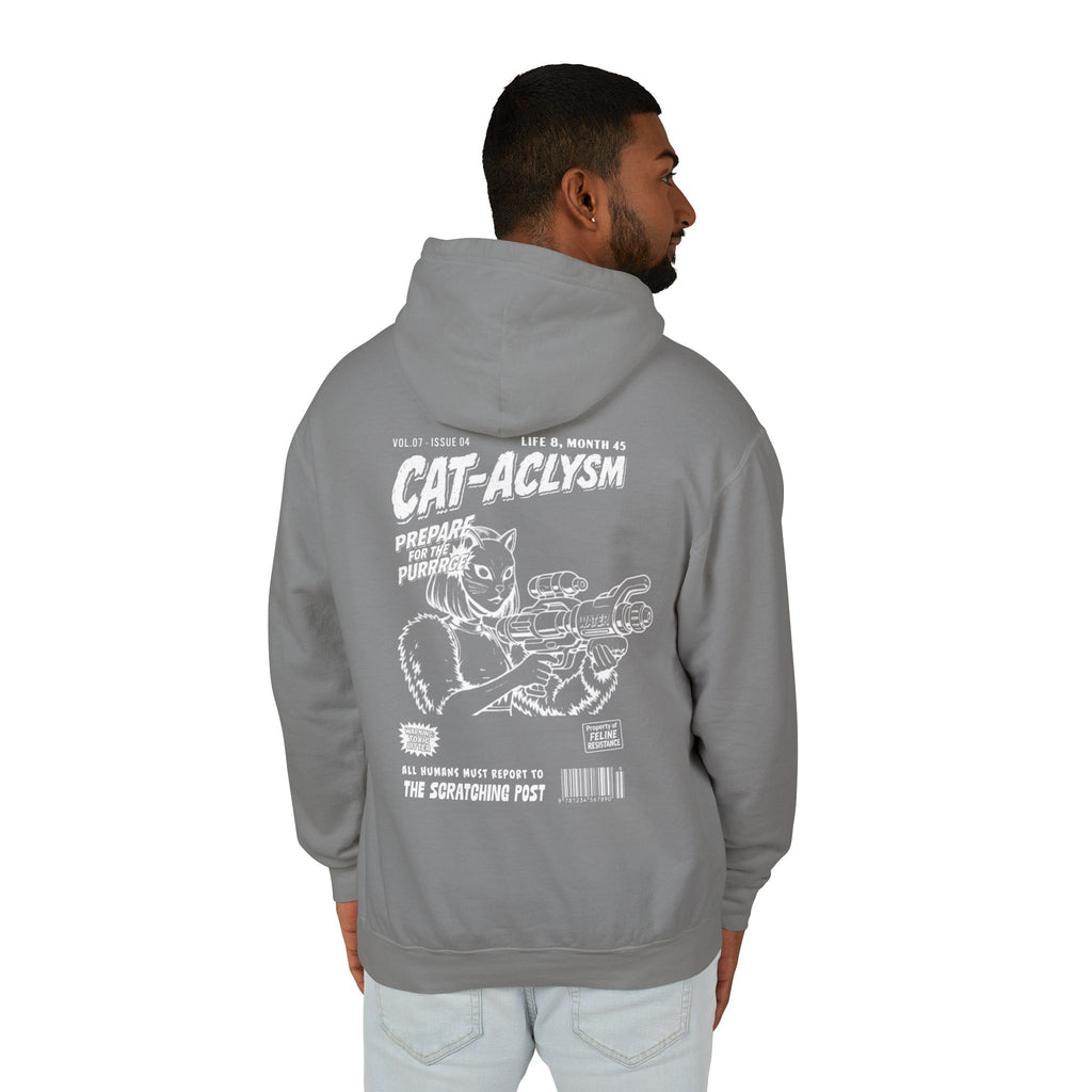 CAT-ACLYSM Hoodie - Comic Zine Style Retro Graphic Unisex Lightweight Hooded Sweatshirt