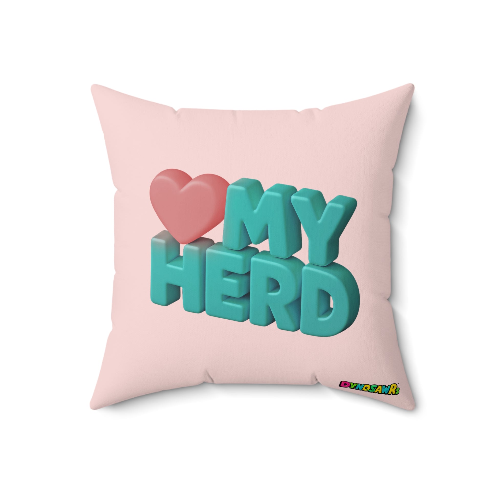 Dinosaur Square Pillow - I LOVE MY HERD
