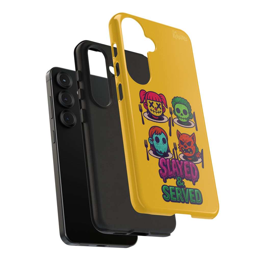 Slayed & Served Phone Case - Creepy Cute Masked Kids Neon Kawaii Horror Cover for iPhone and Samsung