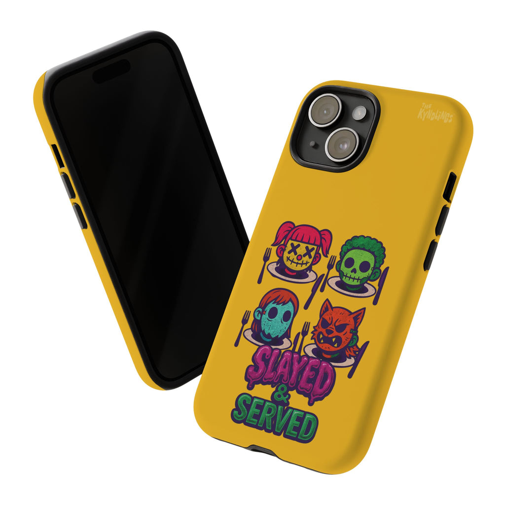 Slayed & Served Phone Case - Creepy Cute Masked Kids Neon Kawaii Horror Cover for iPhone and Samsung