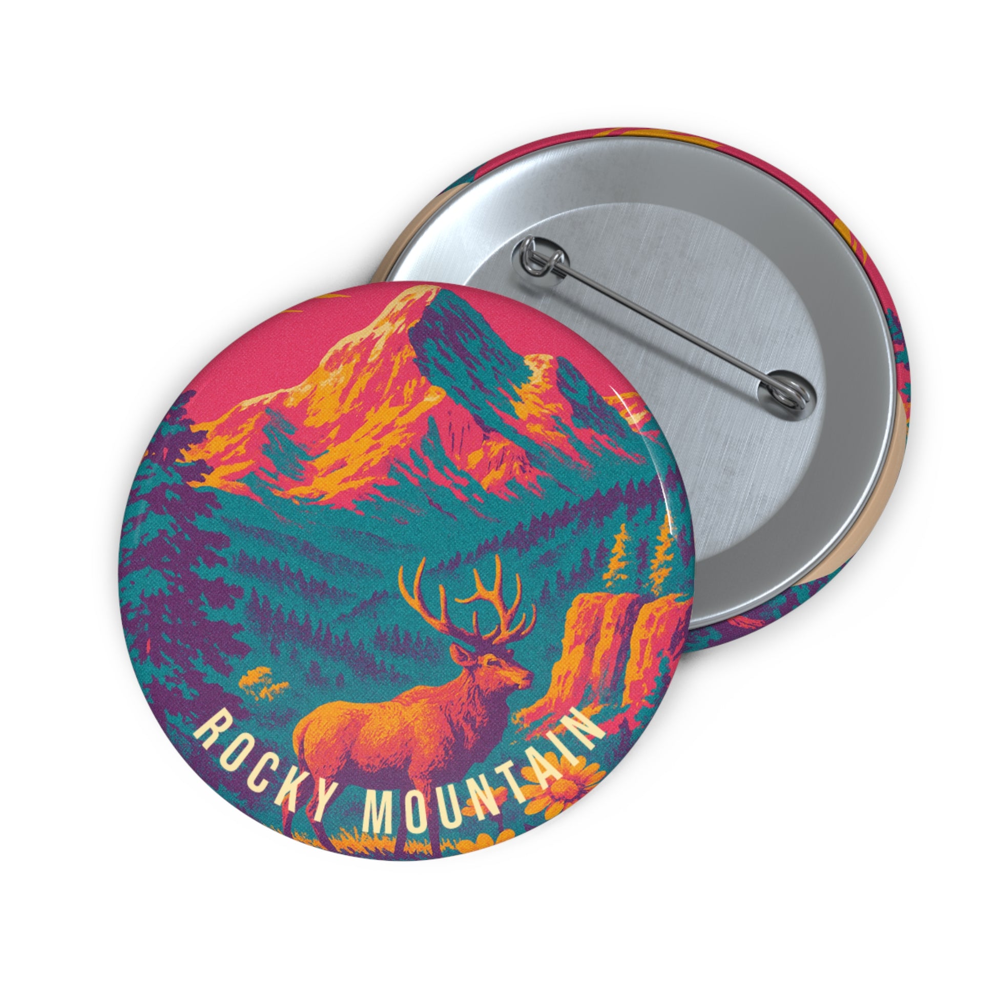 Rocky Mountain Ntl Park Pin Button: VINTAGEGRAPH Collection