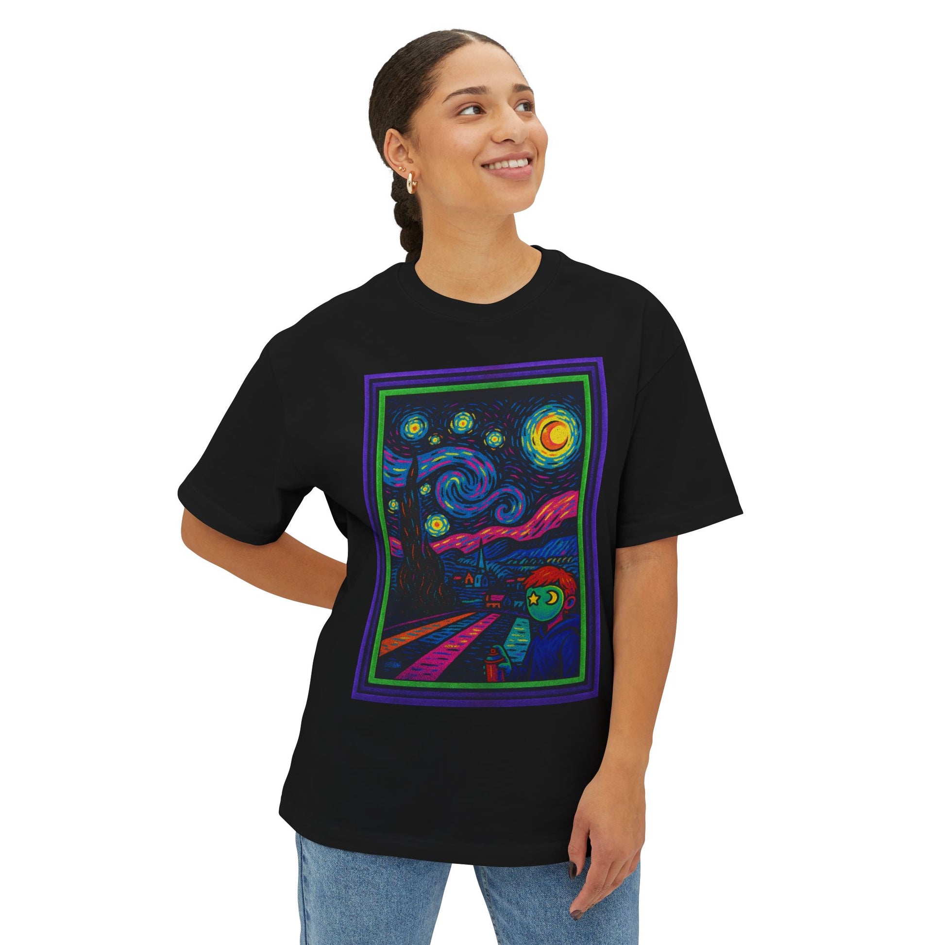 Starry Artist : Van Gogh Oversized Graphic Tee, Bold Unisex Streetwear Shirt