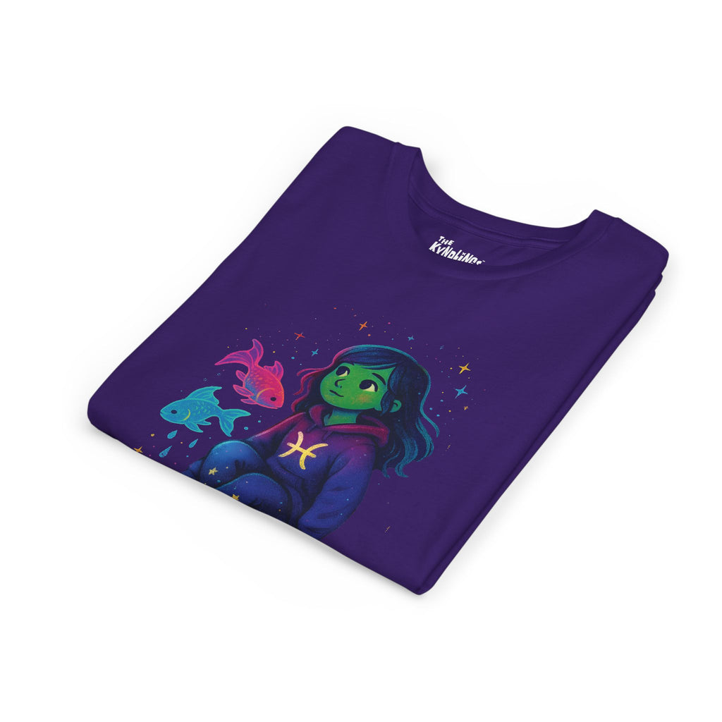Pisces Zodiac Girl Youth T-Shirt | Astrology Gift for Kids | Cute Zodiac Sign Tee