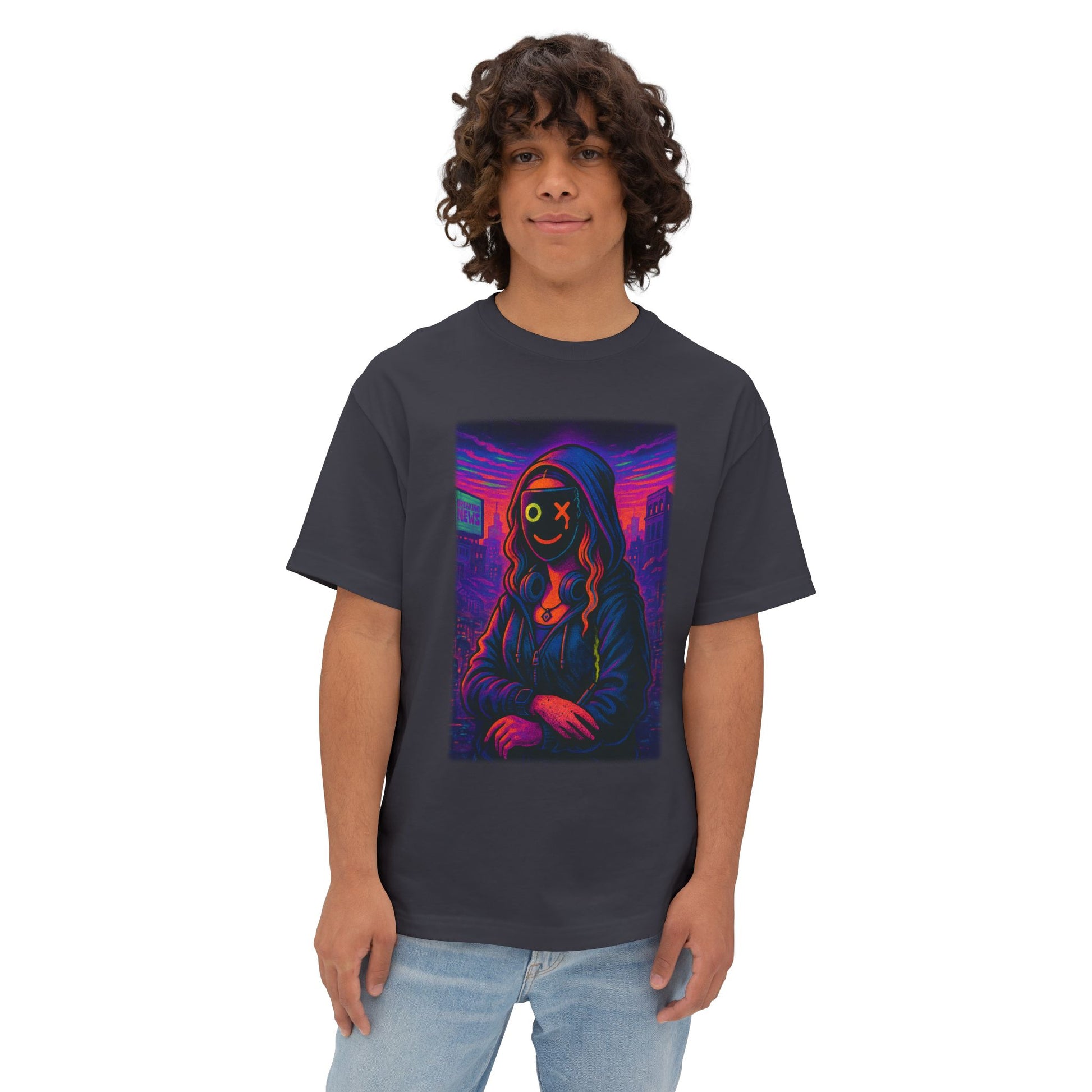 LISA : Monalisa Unisex Oversized Graphic Tee, Double-Sided Satirical Art Shirt