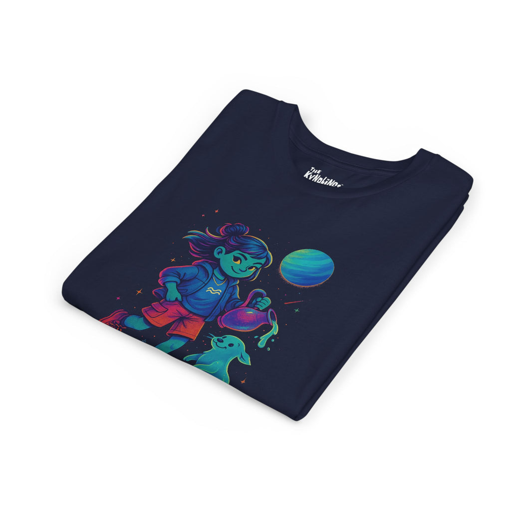 Aquarius Zodiac Girl Youth T-Shirt | Astrology Gift for Kids | Cute Zodiac Sign Tee