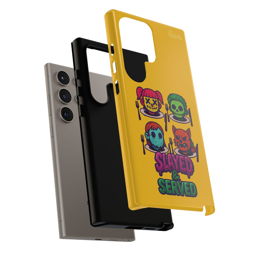Slayed & Served Phone Case - Creepy Cute Masked Kids Neon Kawaii Horror Cover for iPhone and Samsung