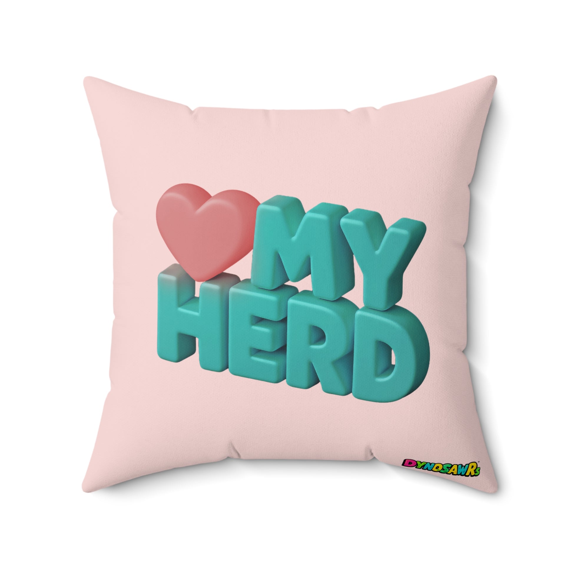 Dinosaur Square Pillow - I LOVE MY HERD