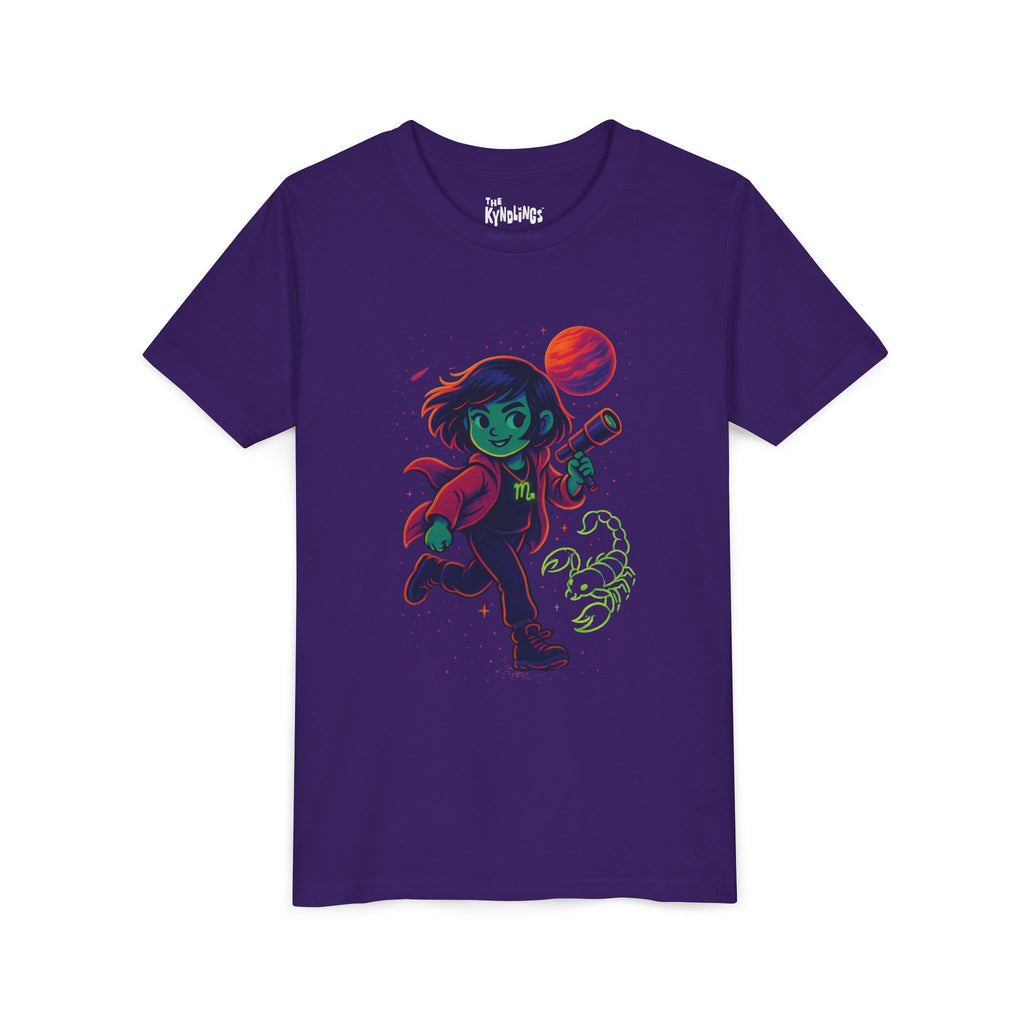 Scorpio Zodiac Girl Youth T-Shirt | Astrology Gift for Kids | Cute Zodiac Sign Tee
