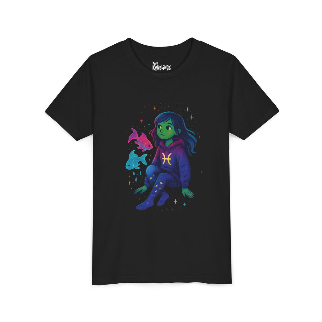 Pisces Zodiac Girl Youth T-Shirt | Astrology Gift for Kids | Cute Zodiac Sign Tee