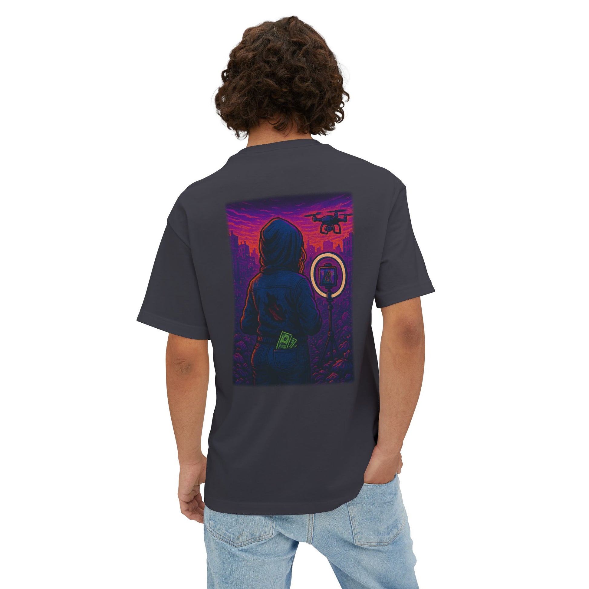 LISA : Monalisa Unisex Oversized Graphic Tee, Double-Sided Satirical Art Shirt