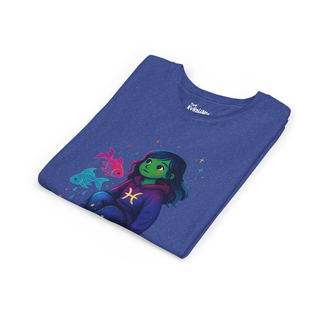 Pisces Zodiac Girl Youth T-Shirt | Astrology Gift for Kids | Cute Zodiac Sign Tee