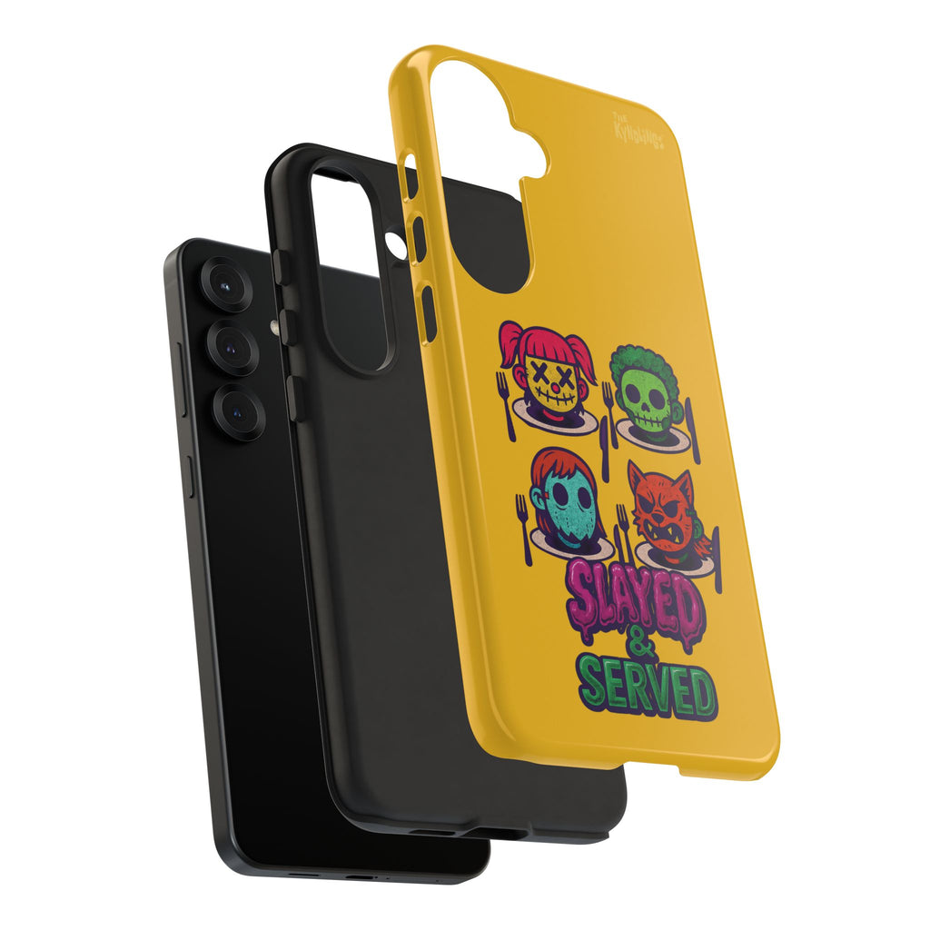 Slayed & Served Phone Case - Creepy Cute Masked Kids Neon Kawaii Horror Cover for iPhone and Samsung