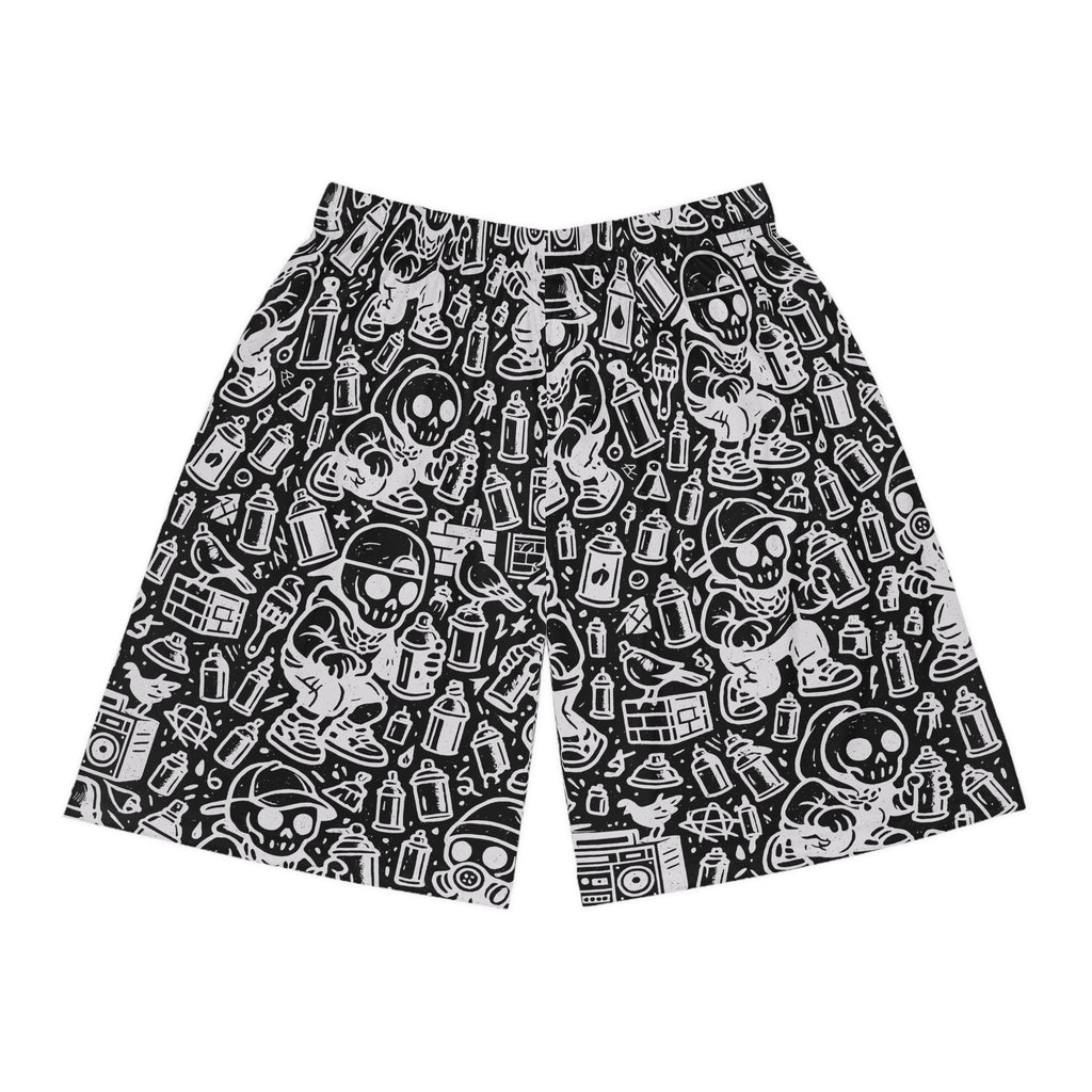 Graffiti Artist Skull Print Basketball Shorts