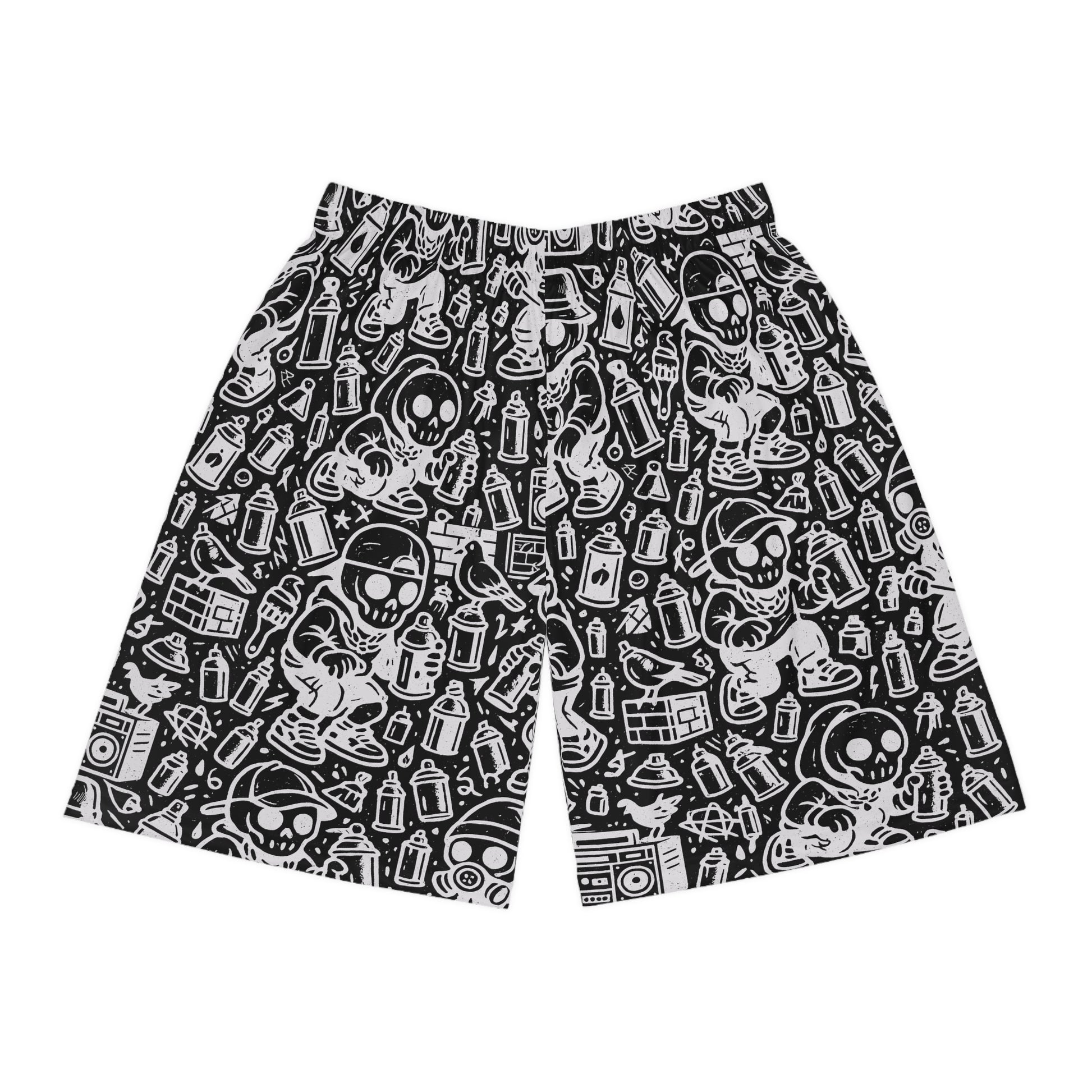 Graffiti Artist Skull Print Basketball Shorts