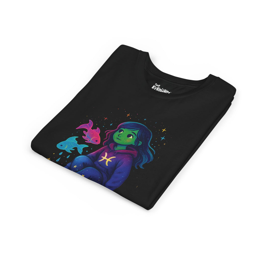 Pisces Zodiac Girl Youth T-Shirt | Astrology Gift for Kids | Cute Zodiac Sign Tee
