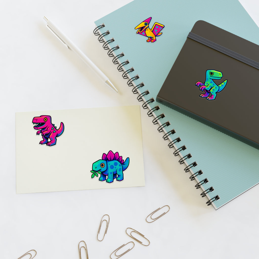 Vibrant Dinosaur Sticker Sheets - Fun Decor for Kids, Party Favors, Scrapbooking, Personalized Gifts, Creative Projects