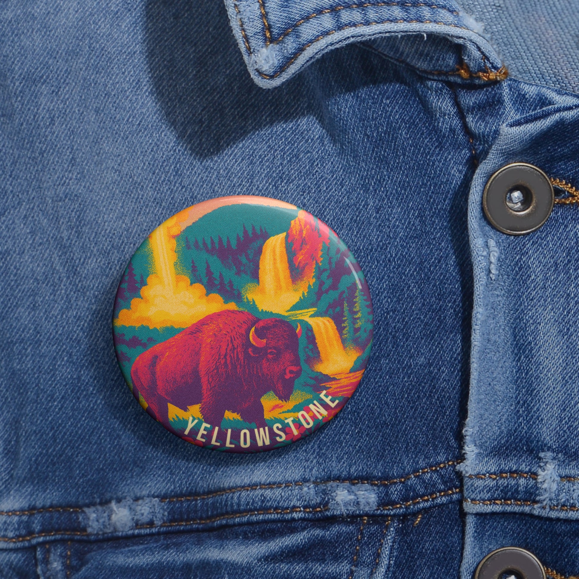 Yellowstone Ntl Park Pin Button: VINTAGEGRAPH Collection