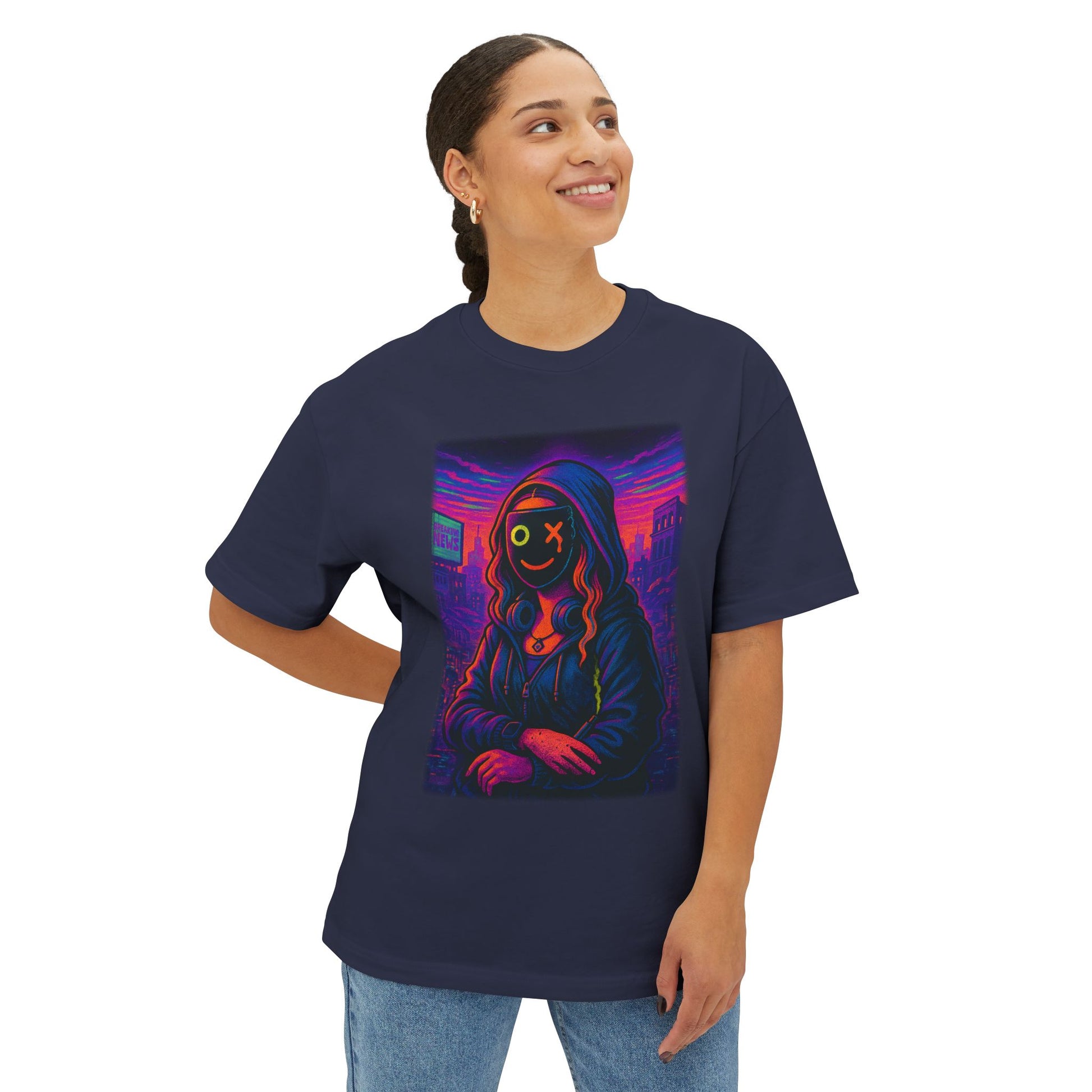 LISA : Monalisa Unisex Oversized Graphic Tee, Double-Sided Satirical Art Shirt