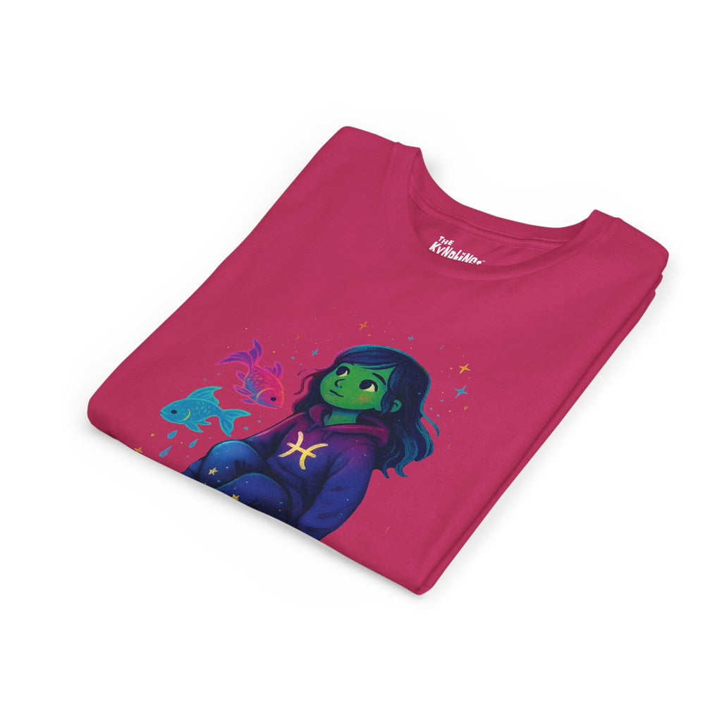 Pisces Zodiac Girl Youth T-Shirt | Astrology Gift for Kids | Cute Zodiac Sign Tee