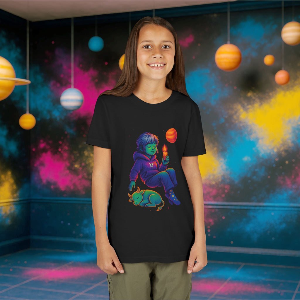 Taurus Zodiac Girl Youth T-Shirt | Astrology Gift for Kids | Cute Zodiac Sign Tee