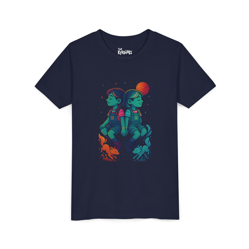 Gemini Zodiac Girl Youth T-Shirt | Astrology Gift for Kids | Cute Zodiac Sign Tee