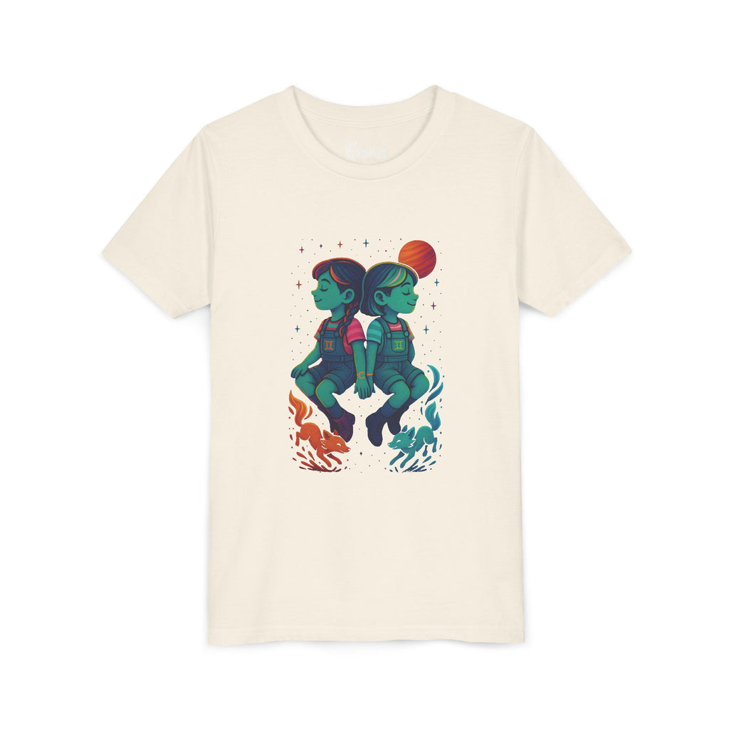 Gemini Zodiac Girl Youth T-Shirt | Astrology Gift for Kids | Cute Zodiac Sign Tee