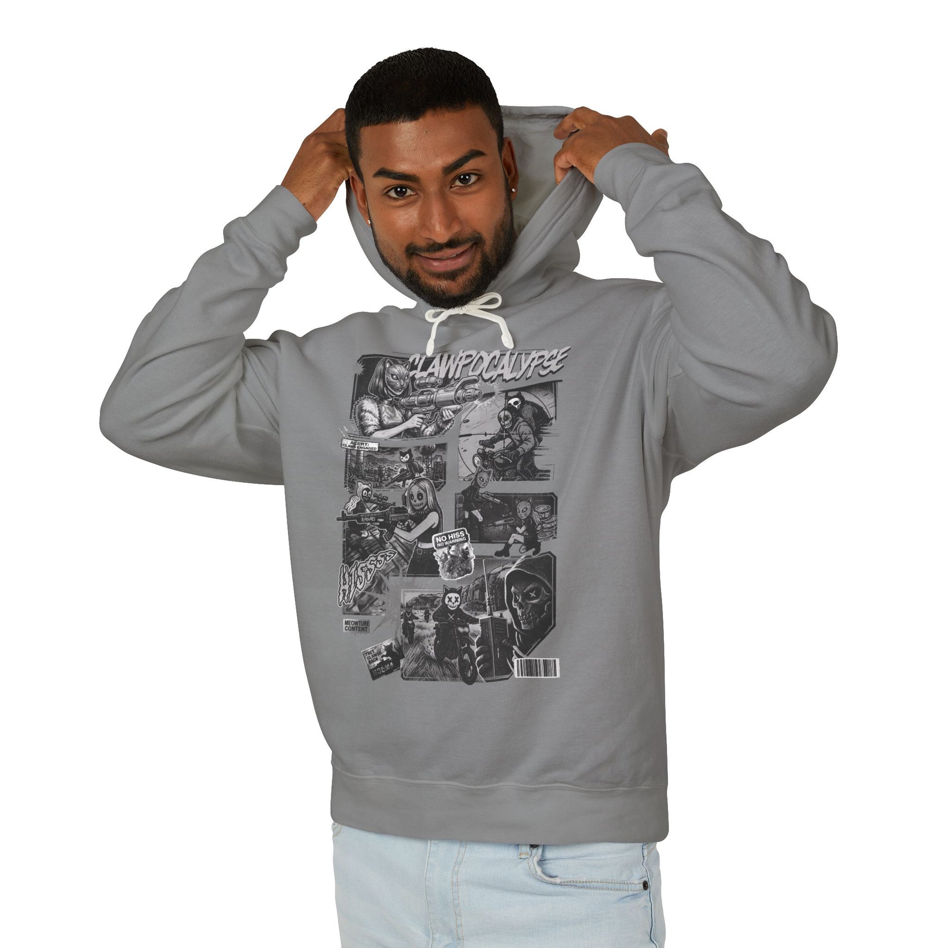 CAT-ACLYSM Hoodie - Comic Zine Style Retro Graphic Unisex Lightweight Hooded Sweatshirt