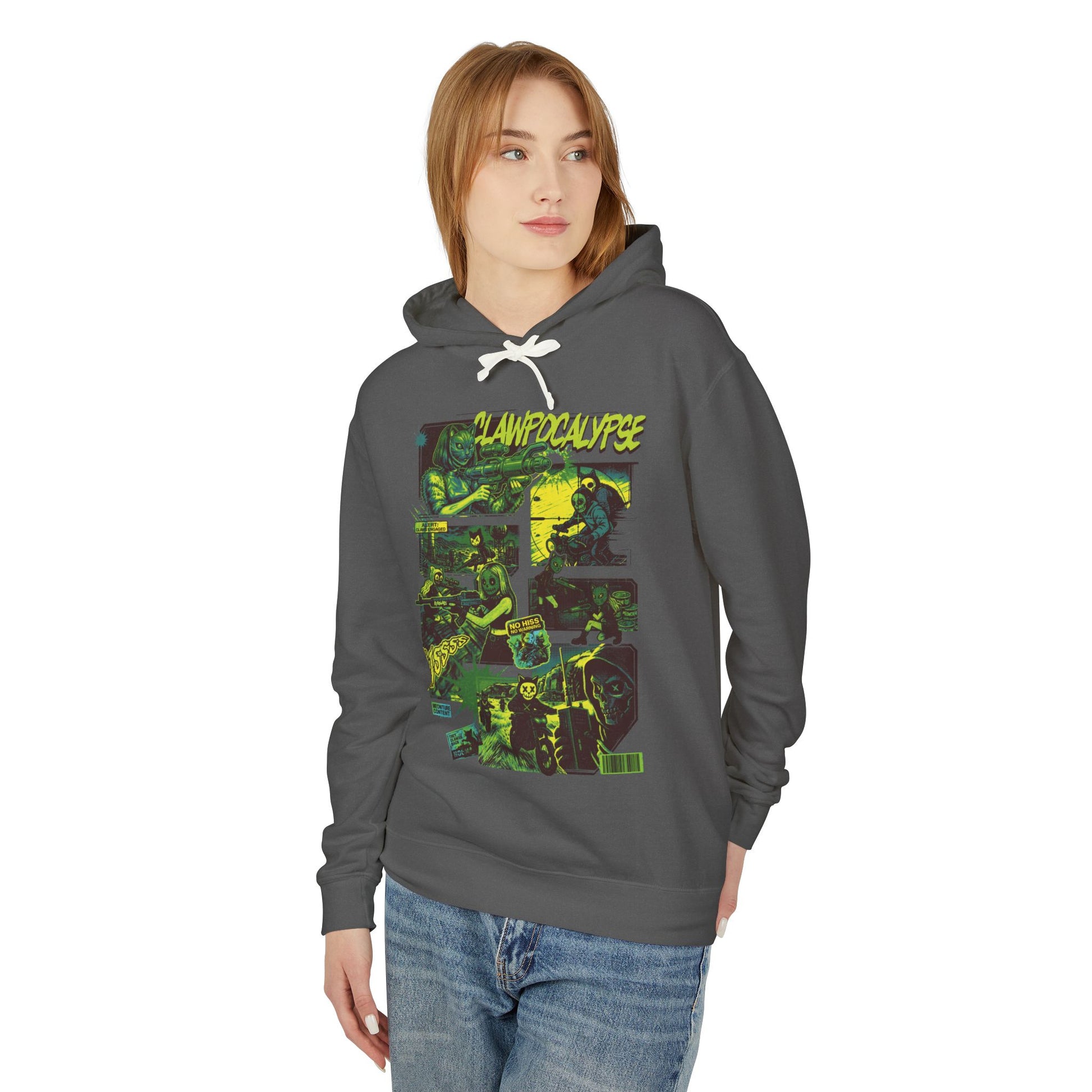 CAT-ACLYSM Hoodie - Comic Zine Style Retro Graphic Unisex Lightweight Hooded Sweatshirt
