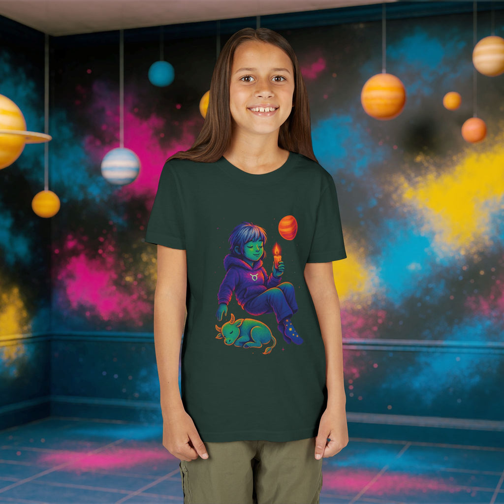 Taurus Zodiac Girl Youth T-Shirt | Astrology Gift for Kids | Cute Zodiac Sign Tee